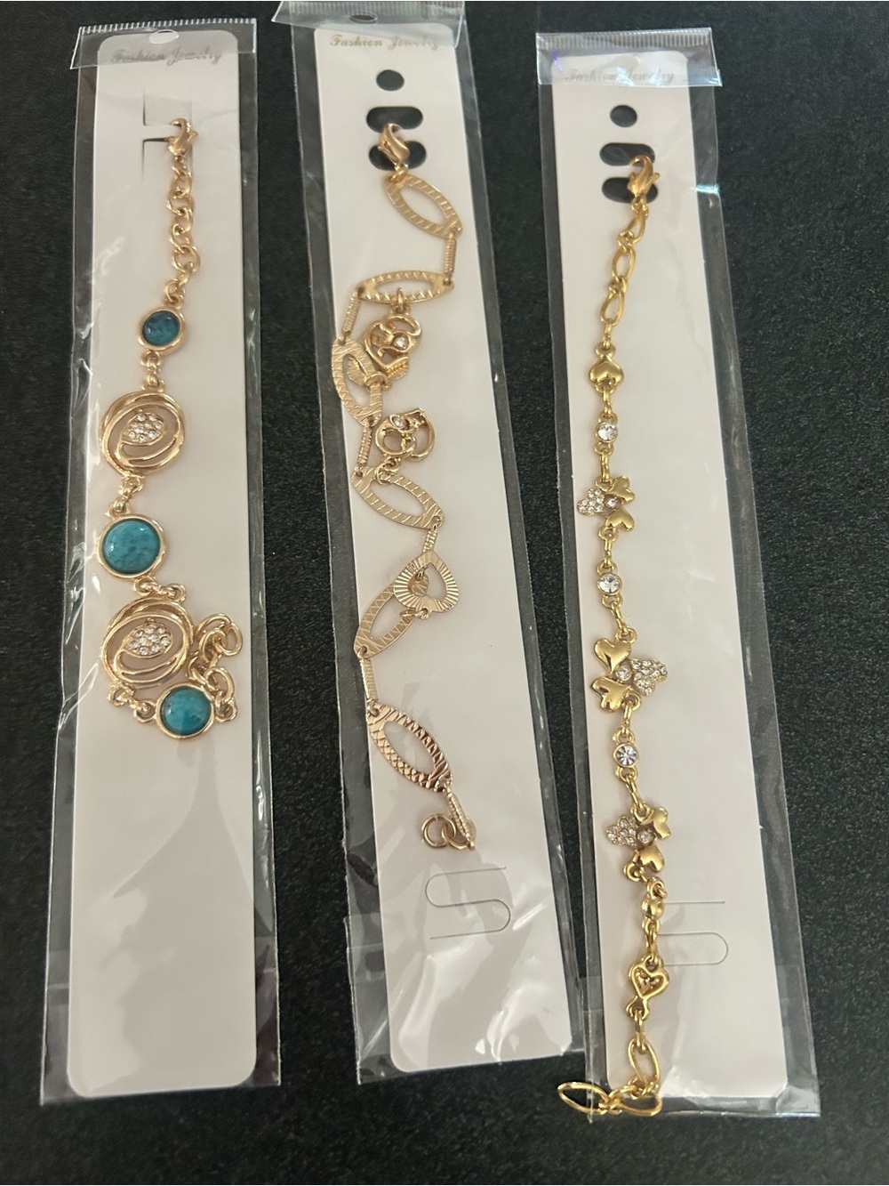 Gold-tone Women’s Bracelet with Turquoise Accents - Fashion Jewelry